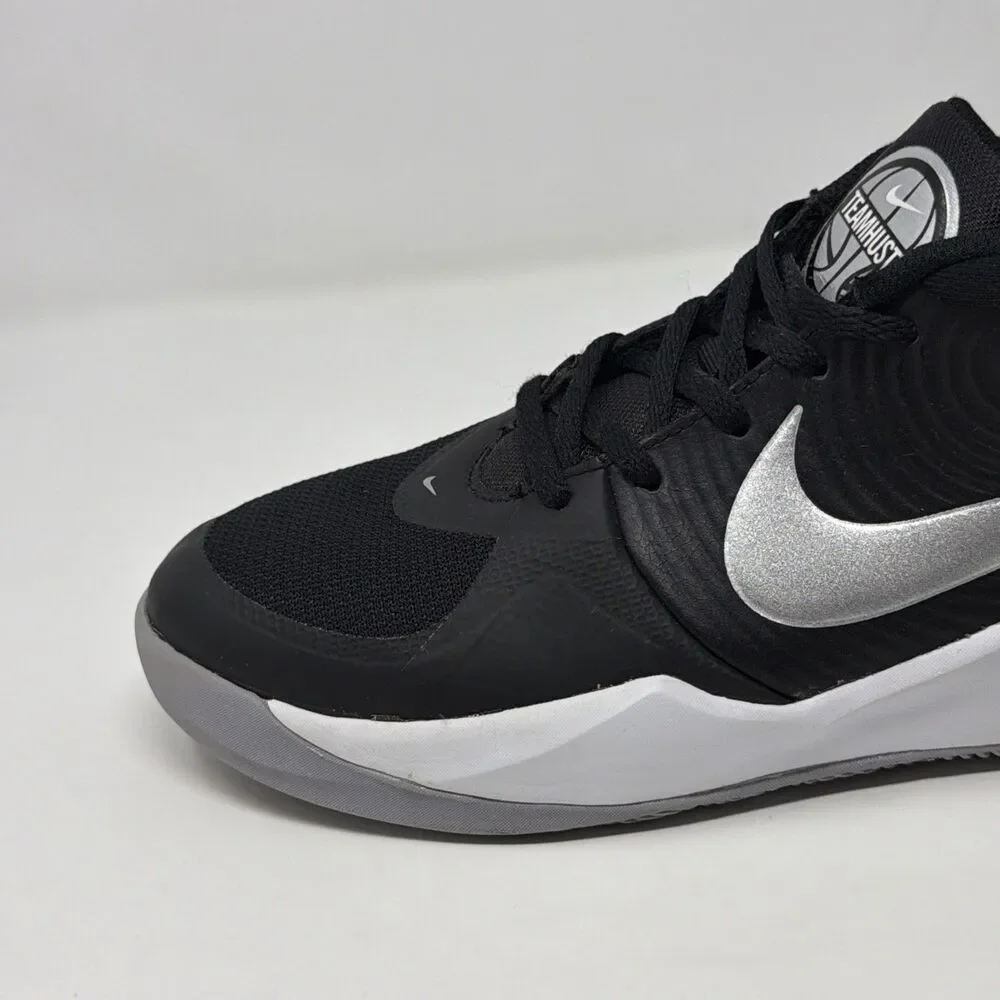 Nike Team Hustle D9 Youth Sneakers Black Silver Basketball Shoes Size 4Y
